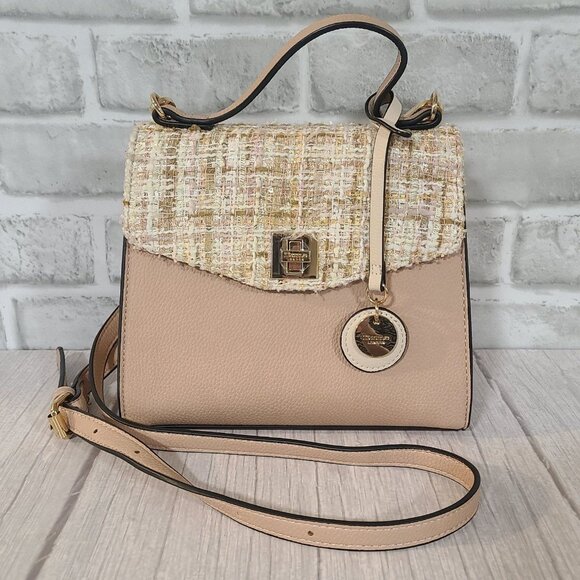 Dune London Blush Pink Tweed Boucle Crossbody Handbag Quiet Luxury - Picture 1 of 10